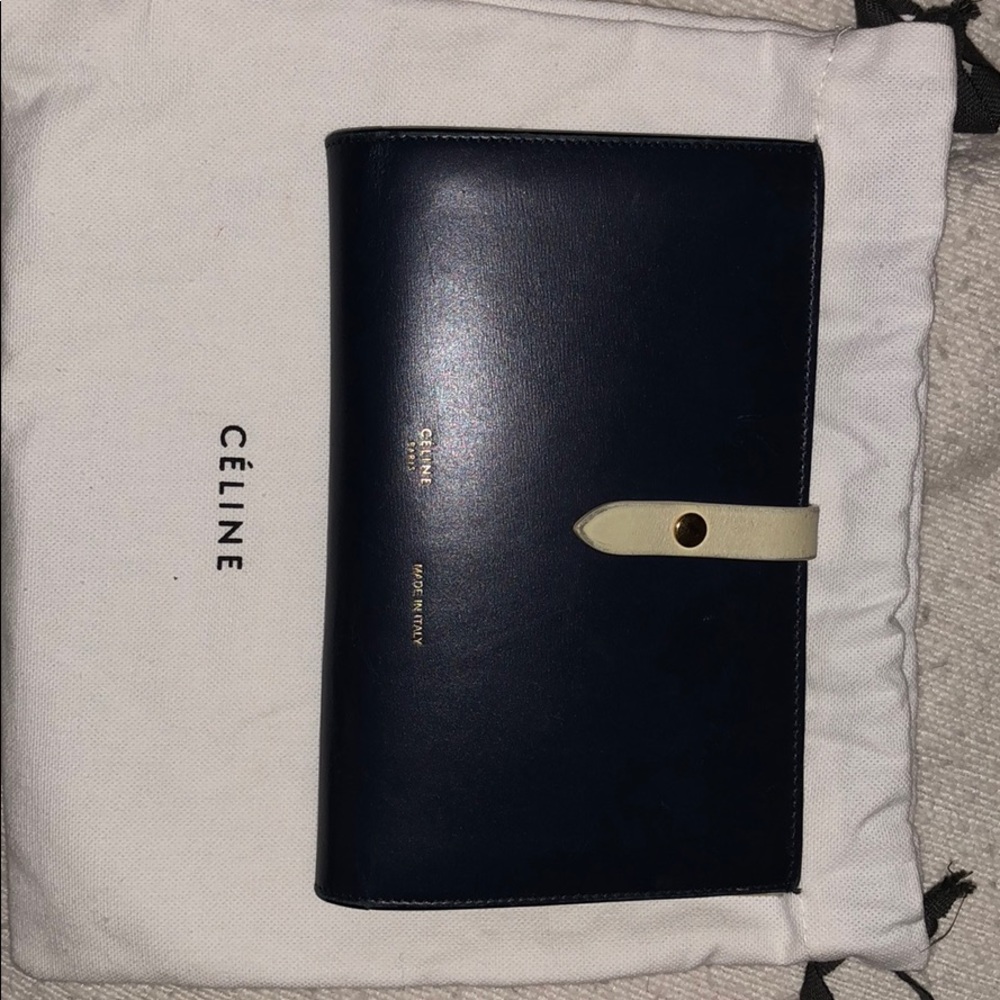 Celine Large Strap Wallet Grained Calfskin